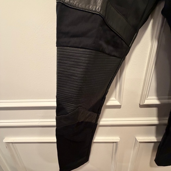 DIESEL Black Moto Biker Jeans Pants w/ Lambskin Leather Panels (Size 33x29) - Picture 5 of 16